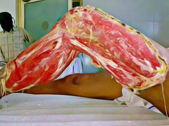 Krokodil Skin Throughout Leg