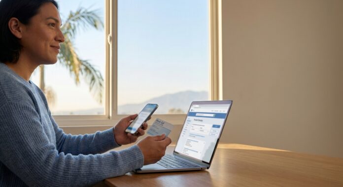 Person in Ontario, CA calling health plan and reviewing a provider directory to find IEHP Medi-Cal San Bernardino County benefits and addiction treatment help