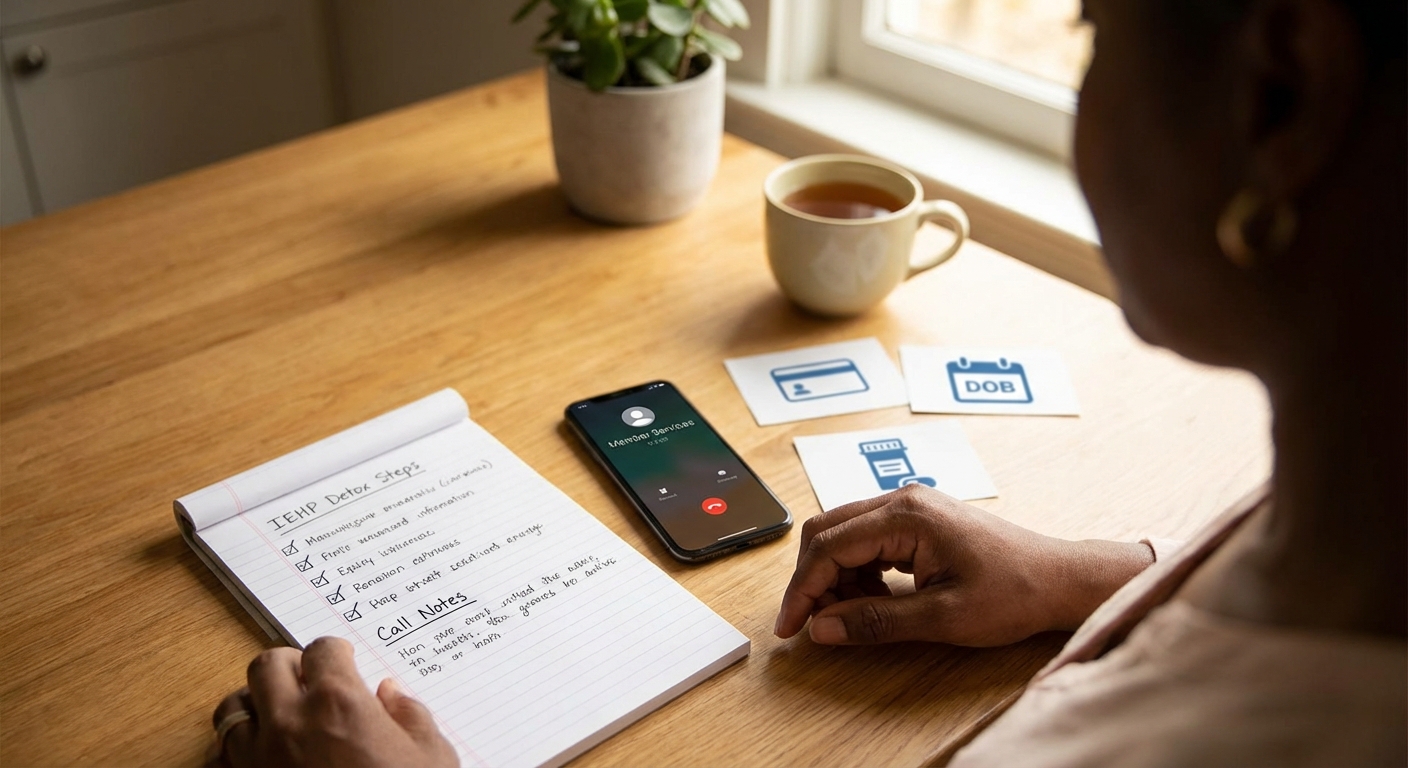 Calling IEHP Member Services to verify in-network detox coverage — checklist and phone script for withdrawal management and insurance verification