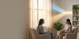 Co-Occuring Meaning in Dual Diagnosis Care Co-occurring disorders and dual diagnosis care—therapist and client in a calm counseling office symbolizing integrated treatment for mental health and substance use disorder