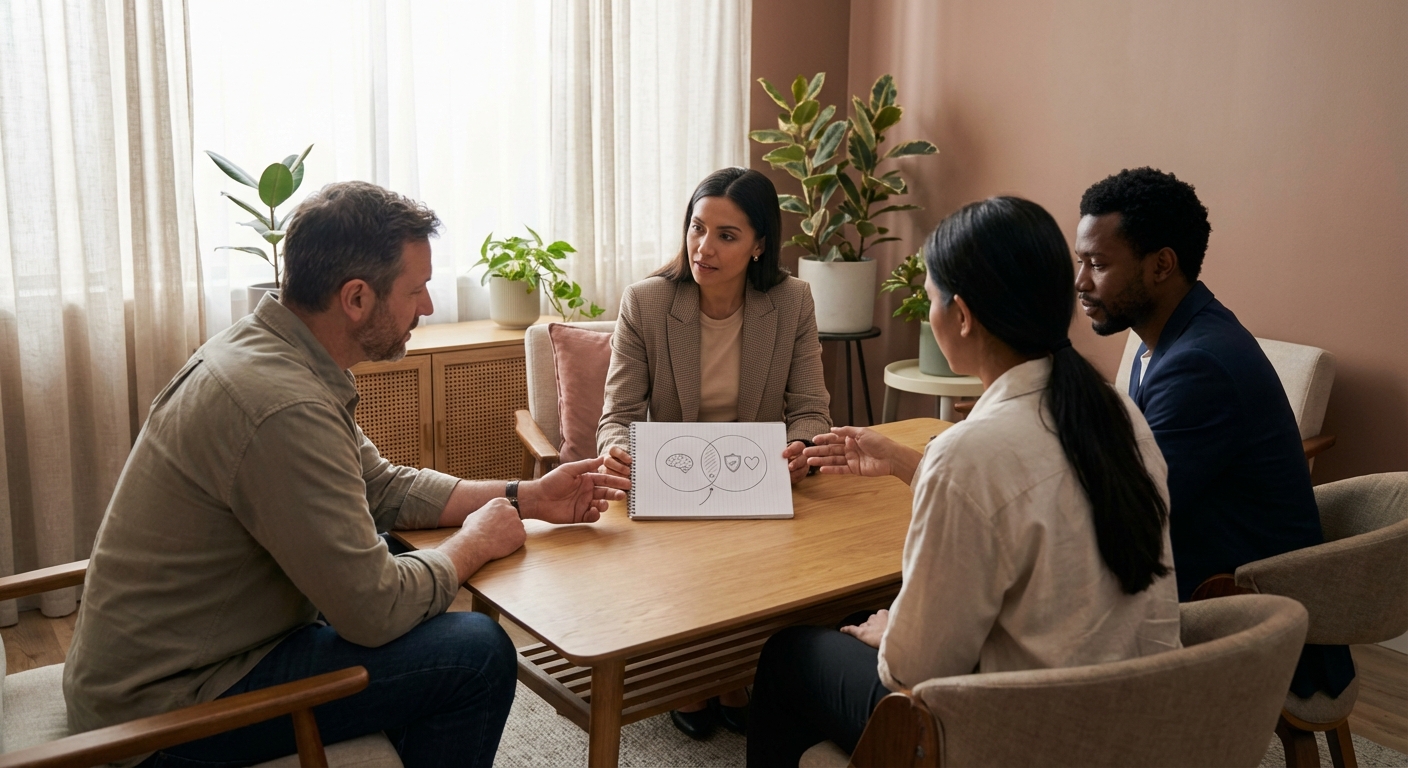 Co-occurring disorders (COD) and dual diagnosis integrated treatment—supportive therapist and patient planning mental health and substance use disorder care
