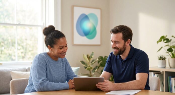 Integrated care for co-occurring disorders (dual diagnosis) with therapist and patient in a calm counseling office, symbolizing mental health and addiction recovery support