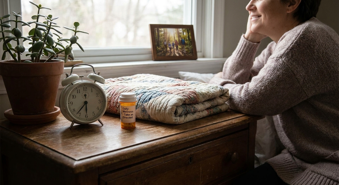 bedside clock and prescription bottle
