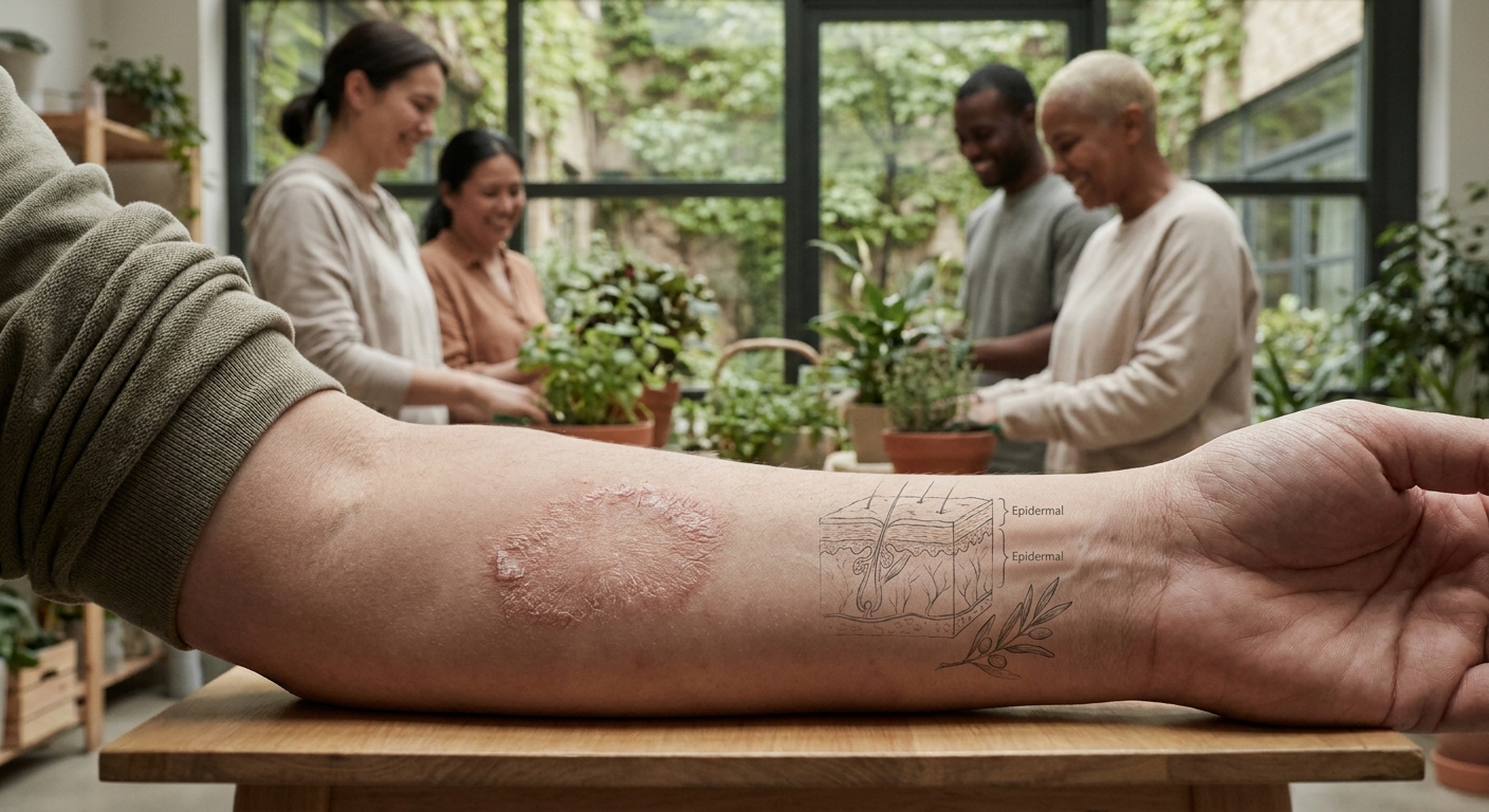 damaged skin on forearm medical illustration