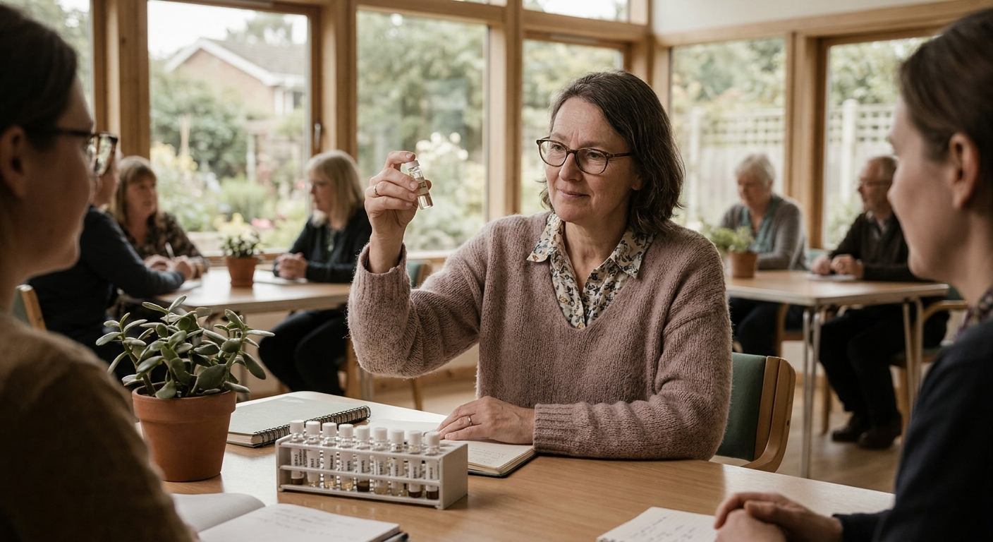 researcher reviewing blood sample vials