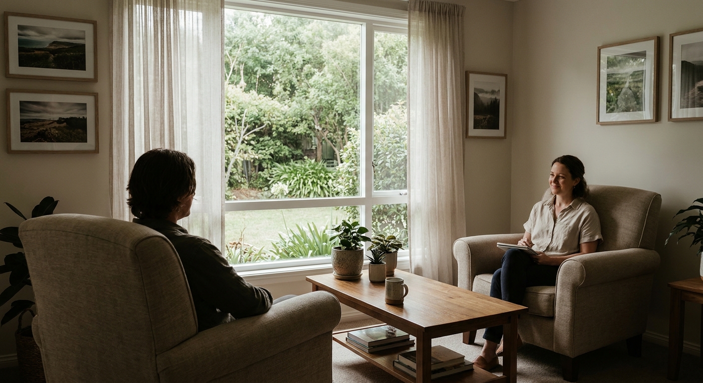 quiet therapy room with two chairs
