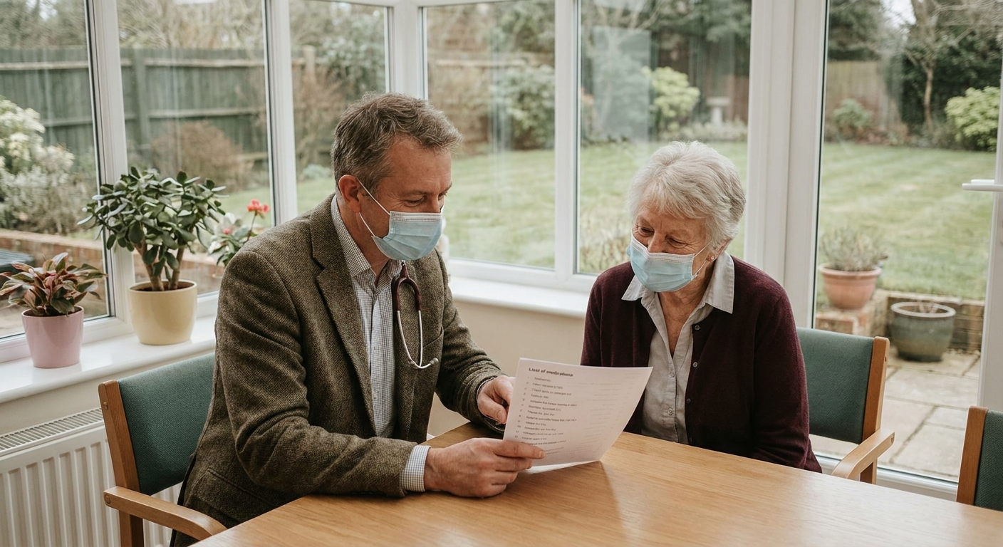 doctor reviewing medication list with patient