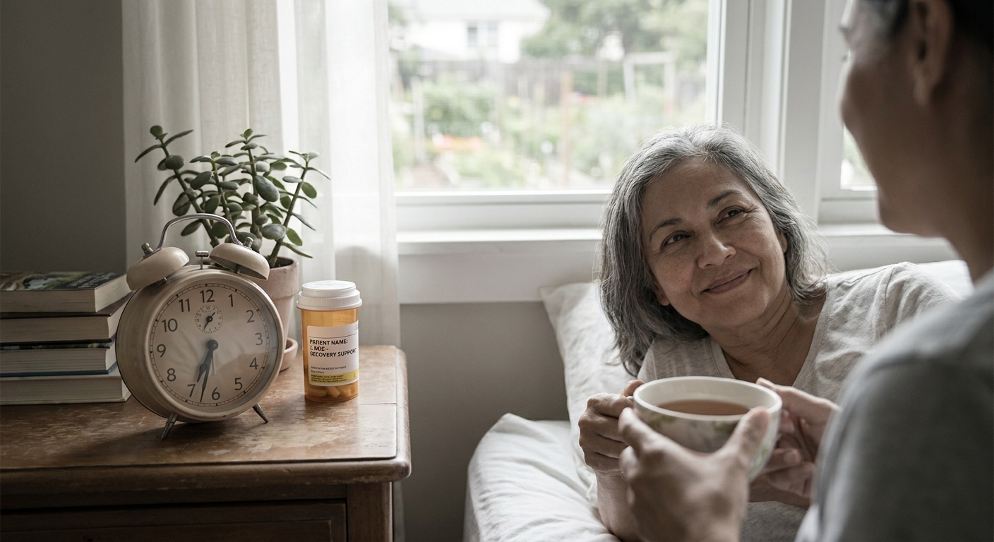 bedside clock and prescription bottle