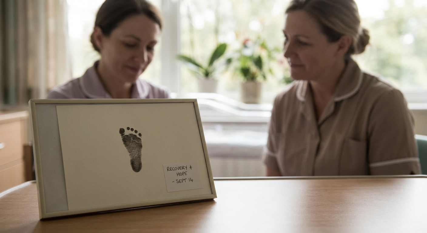 newborn footprint card in hospital nursery